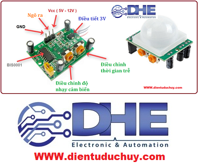 CẢM BIẾN HỒNG NGOẠI THÂN NHIỆT CHUYỂN ĐỘNG PIR HC-SR501, ĐIỆN ÁP 5V