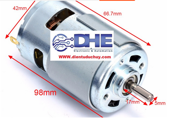 MOTOR 775 CÔNG SUẤT TỐI ĐA 150W,  ĐIỆN ÁP 12V-24V, DÒNG TẢI 6A