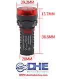 AD16-22SM - CÒI BÁO ĐỘNG PHI 22MM, ĐIỆN ÁP 24VAC/DC (CÓ THỂ SỬ DỤNG AC HOẶC DC)