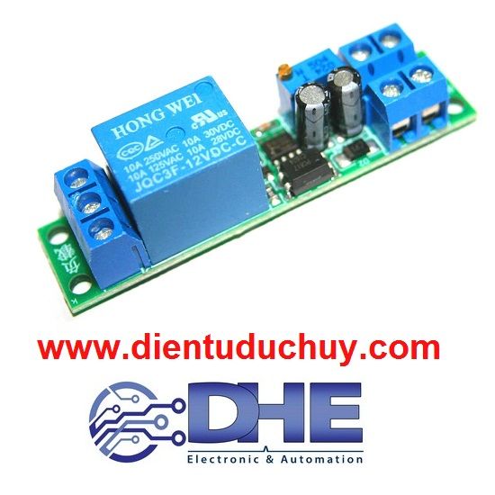 Module tạo trễ/timer/delay từ 0 - 25s, ngõ ra relay, điện áp 12VDC (là loại timer OFF)