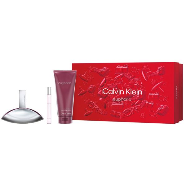 Gift Set Calvin Klein Euphoria Eau de Parfum 3pcs ( EDP 100ml + EDP 10ml + Body Lotion 200ml )