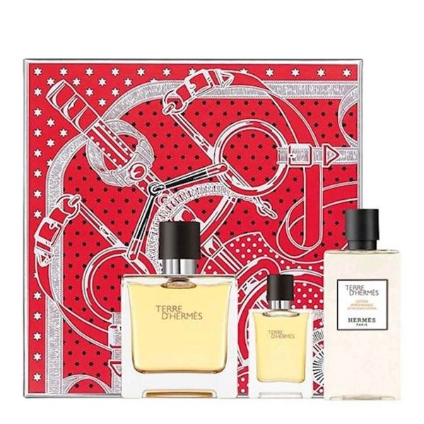  Gift Set Hermes Terre d'Hermes Pure Perfume EDP 75ml & EDP 12.5ml & Aftershave Lotion 40ml 
