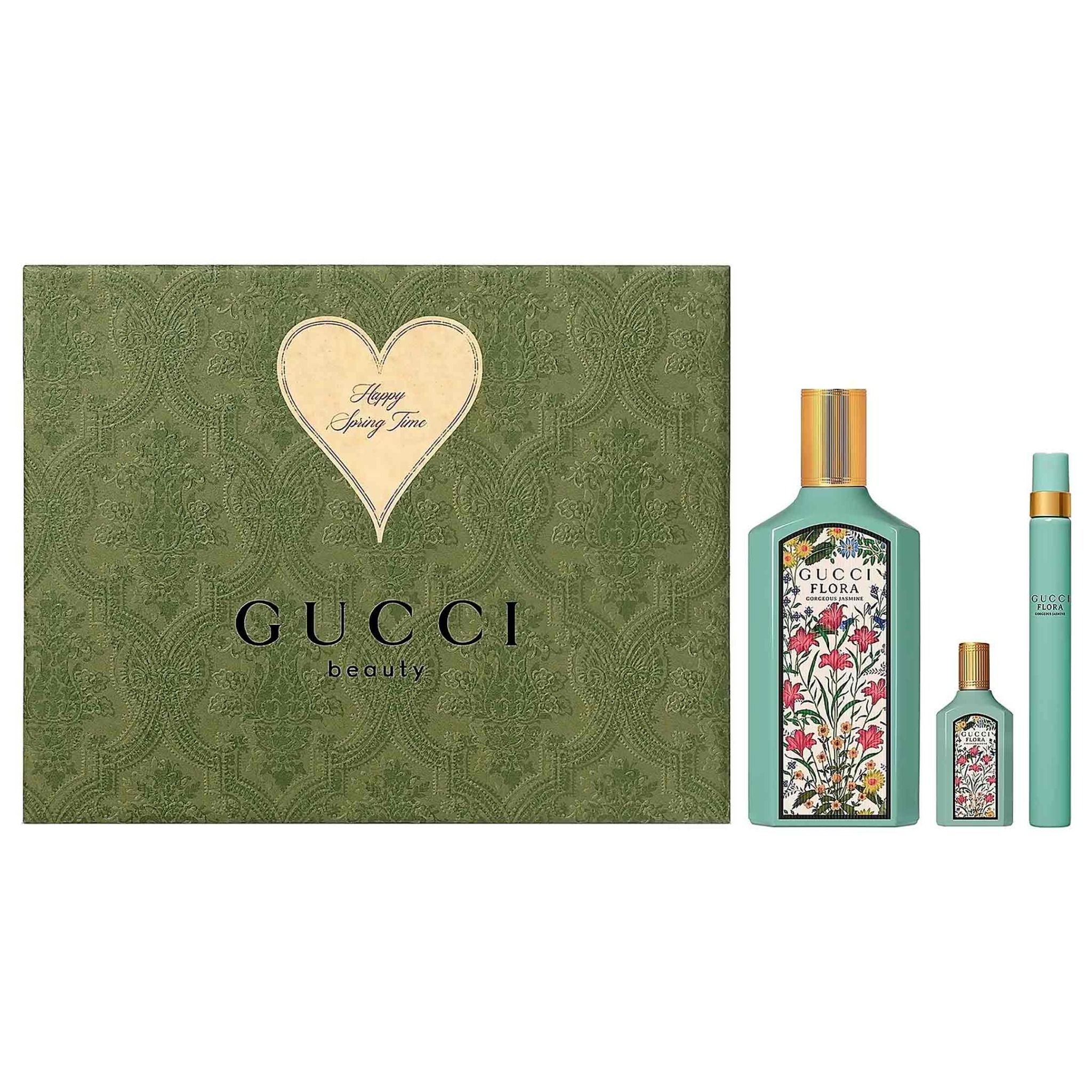  Gift Set Gucci Flora Gorgeous Jasmine 3pcs (EDP 100ml + EDP 5ml + EDP 10ml) 