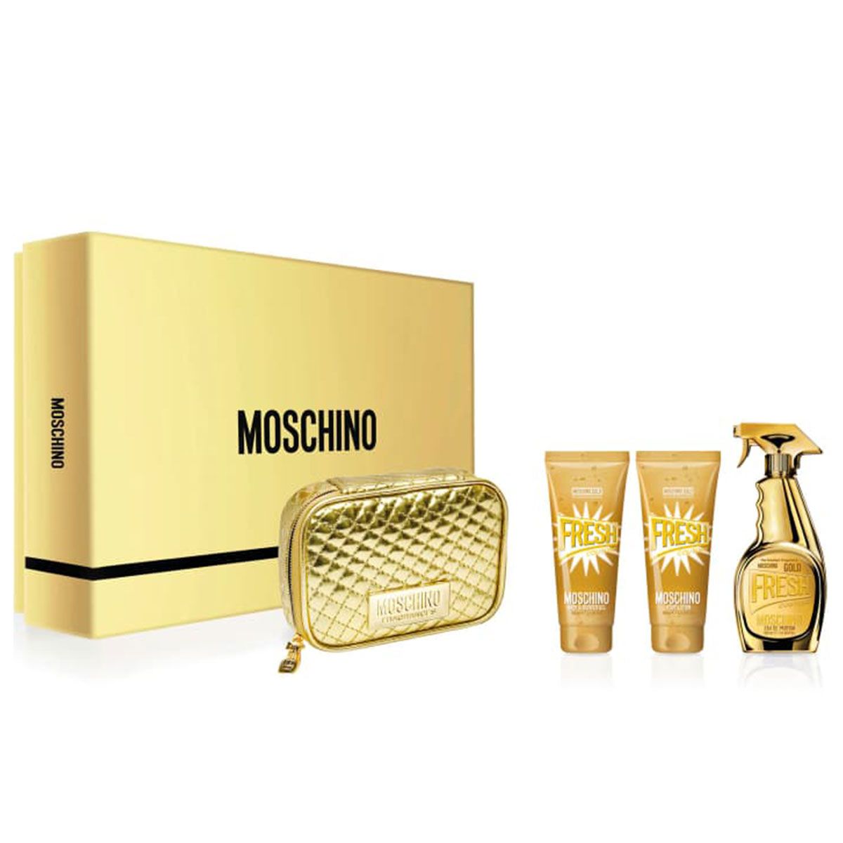  Gift Set Moschino Gold Fresh Couture 4pcs ( 100ml & Body Lotion 100ml & Shower Gel 100ml & Túi ) 
