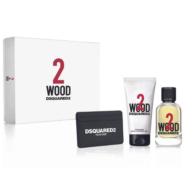 Gift Set DSQUARED² 2 Wood 3pcs ( EDT 100ml + Shower Gel 100ml + Card Holder )