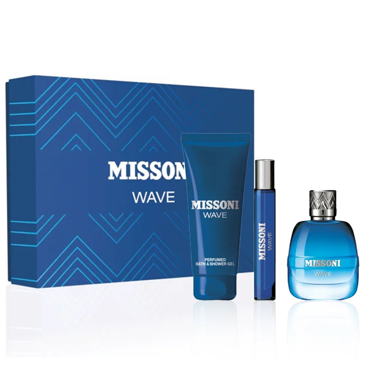  Gift set Missoni Wave Eau de Toilette Pour Homme 3pcs (EDT 100ml & EDT 10ml & Bath-Shower Gel 150ml) 