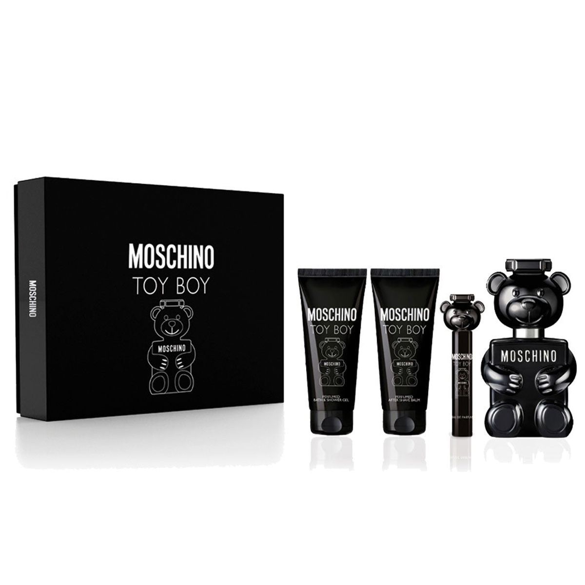  Gift Set Moschino Toy Boy 4pcs ( EDP 100ml & EDP 10ml & After Shave Balm 100ml & Bath & Shower gel 100ml ) 