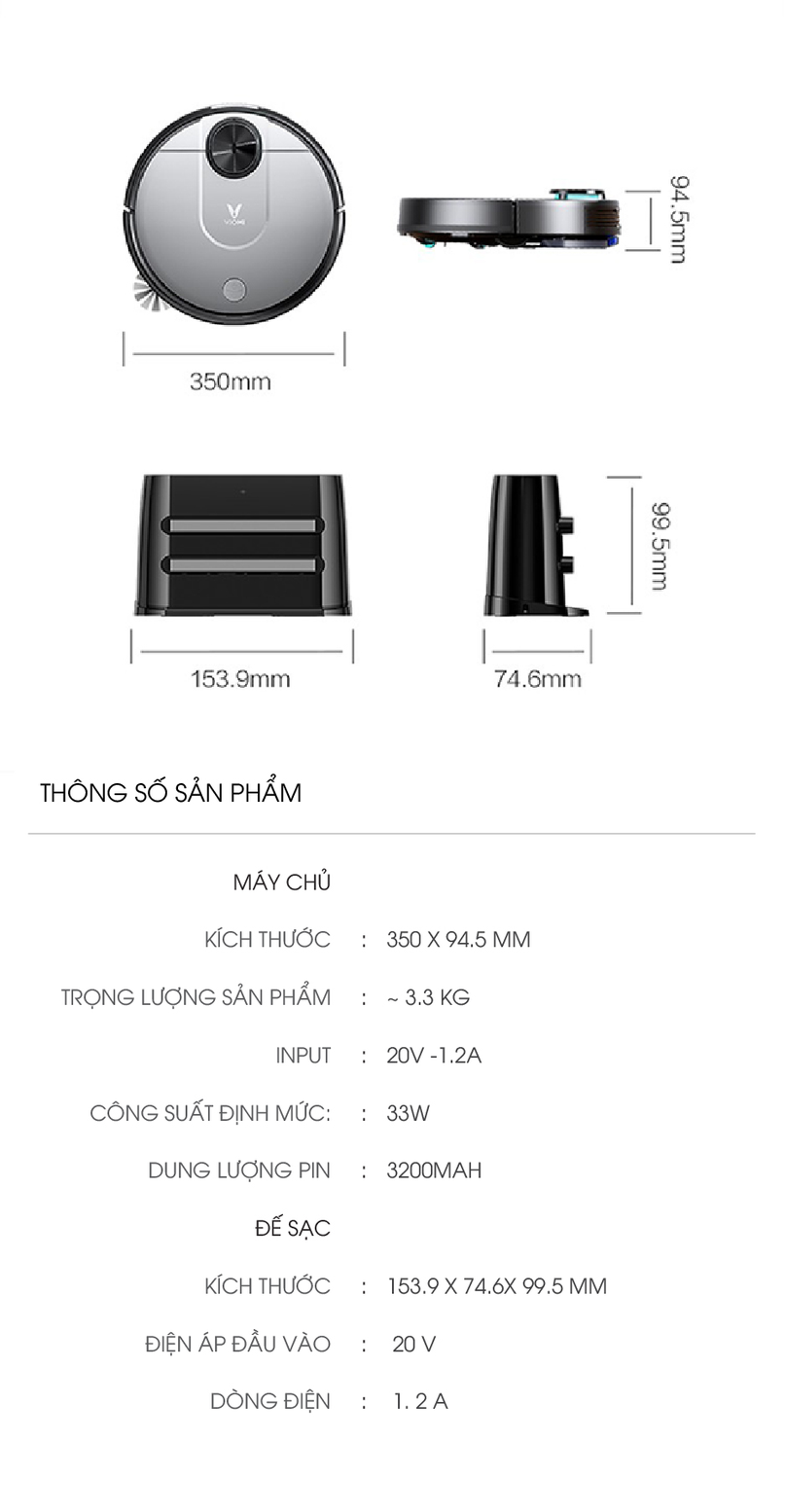 Robot hút bụi, lau nhà Xiaomi VIOMI V-RVCLM21