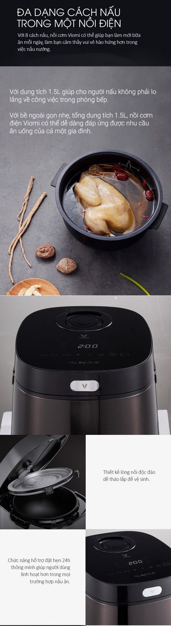 Nồi Cơm Điện Cao Tần IH VIOMI Xiaomi - Hàng Chính Hãng Việt Hóa 100%