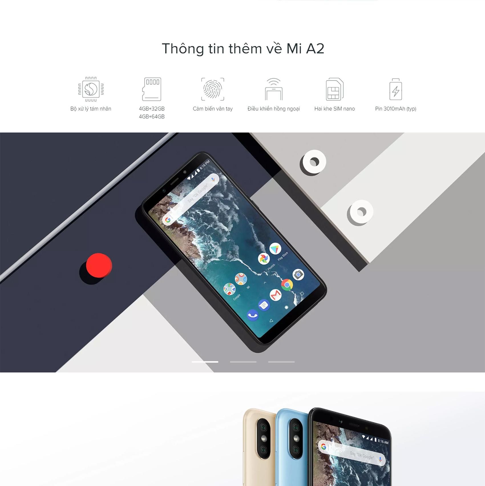 Điện thoại Mi A2 Quốc Tế