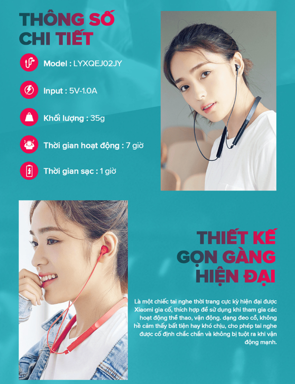 Tai nghe bluetooth Xiaomi Neckband / Mi Bluetooth Neckband Earphones