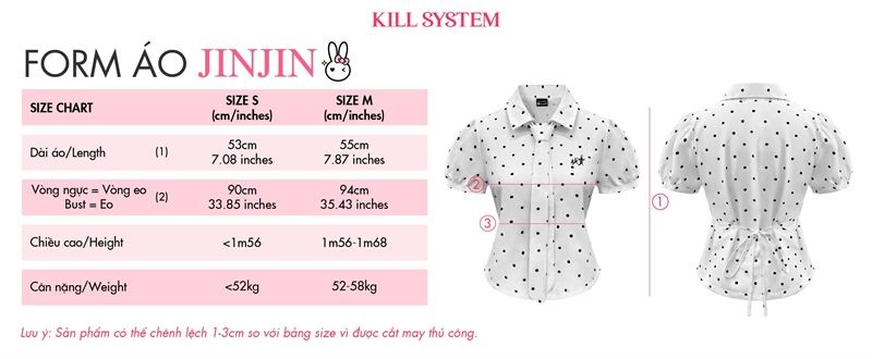 Áo sơ mi chấm bi nữ tay ngắn kèm cà vạt thắt eo JINJIN - KILLSYSTEM