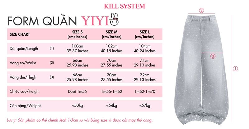 Quần jean đính đá lấp lánh 2 mặt YIYI - KILL SYSTEM