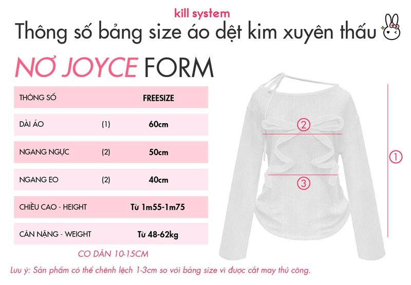 Áo dệt kim tay dài Nơ xuyên thấu Joyce