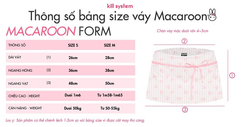 Chân váy ngắn cạp trễ Macaron dây nơ Kill System