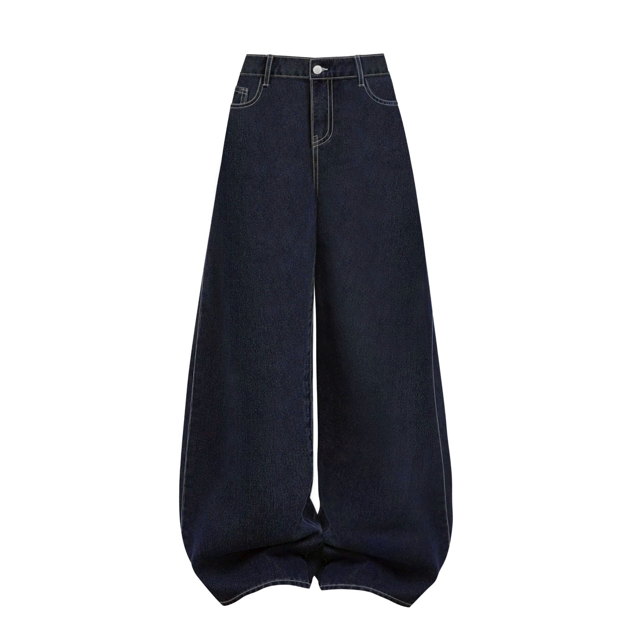 Quần Jeans nữ wash ống rộng Mountain