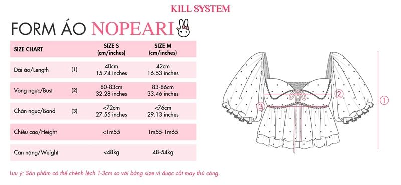 Áo chấm bi tay phồng cột nơ kèm mút ngực NOPEARI - KILLSYSTEM