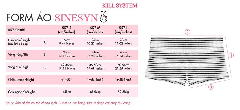Quần short cạp thấp kẻ sọc ôm tôn dáng SINESYN KILL SYSTEM