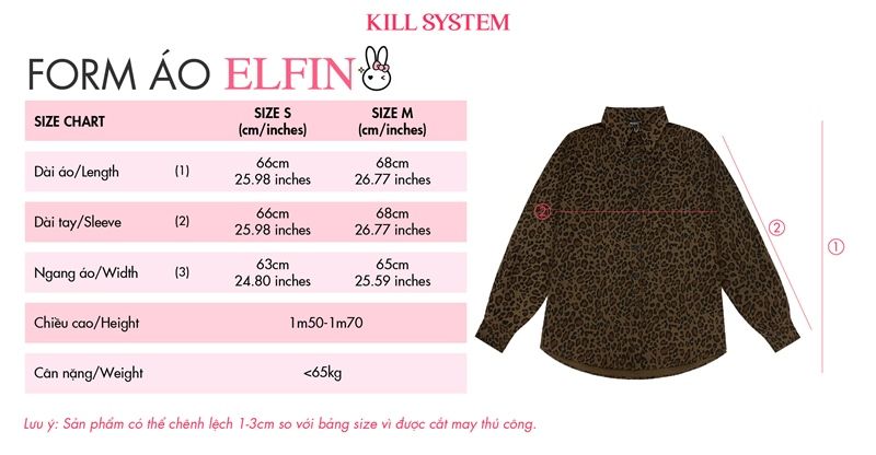 Áo sơ mi tay dài da beo ELFIN form rộng KILL SYSTEM
