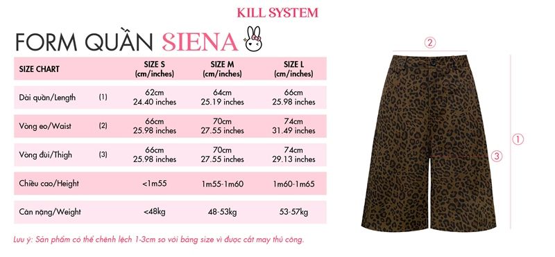 Quần ngố kaki ống rộng da beo SIENA