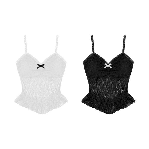Áo 2 dây IVINA ren xuyên thấu thắt nơ ôm body