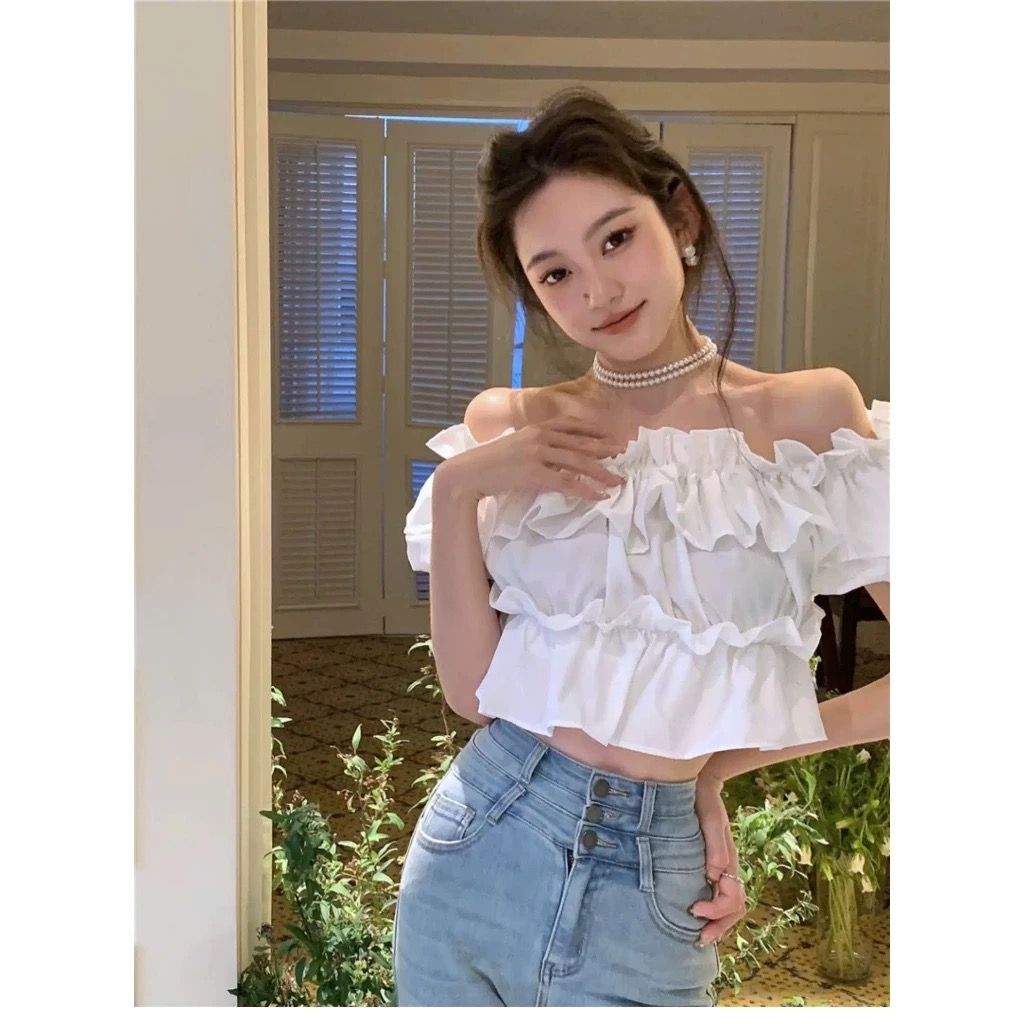 Áo croptop kiểu trễ vai bèo tầng NANA