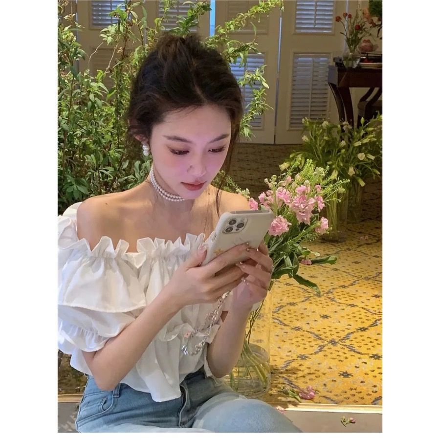 Áo croptop kiểu trễ vai bèo tầng NANA