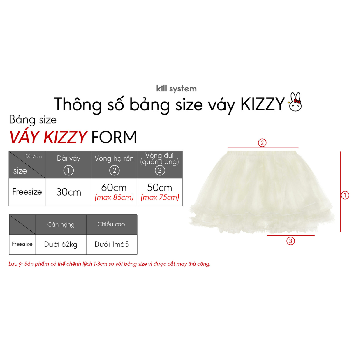 Chân váy voan màu kem, đen Kill System dáng ngắn bồng bềnh Kizzy