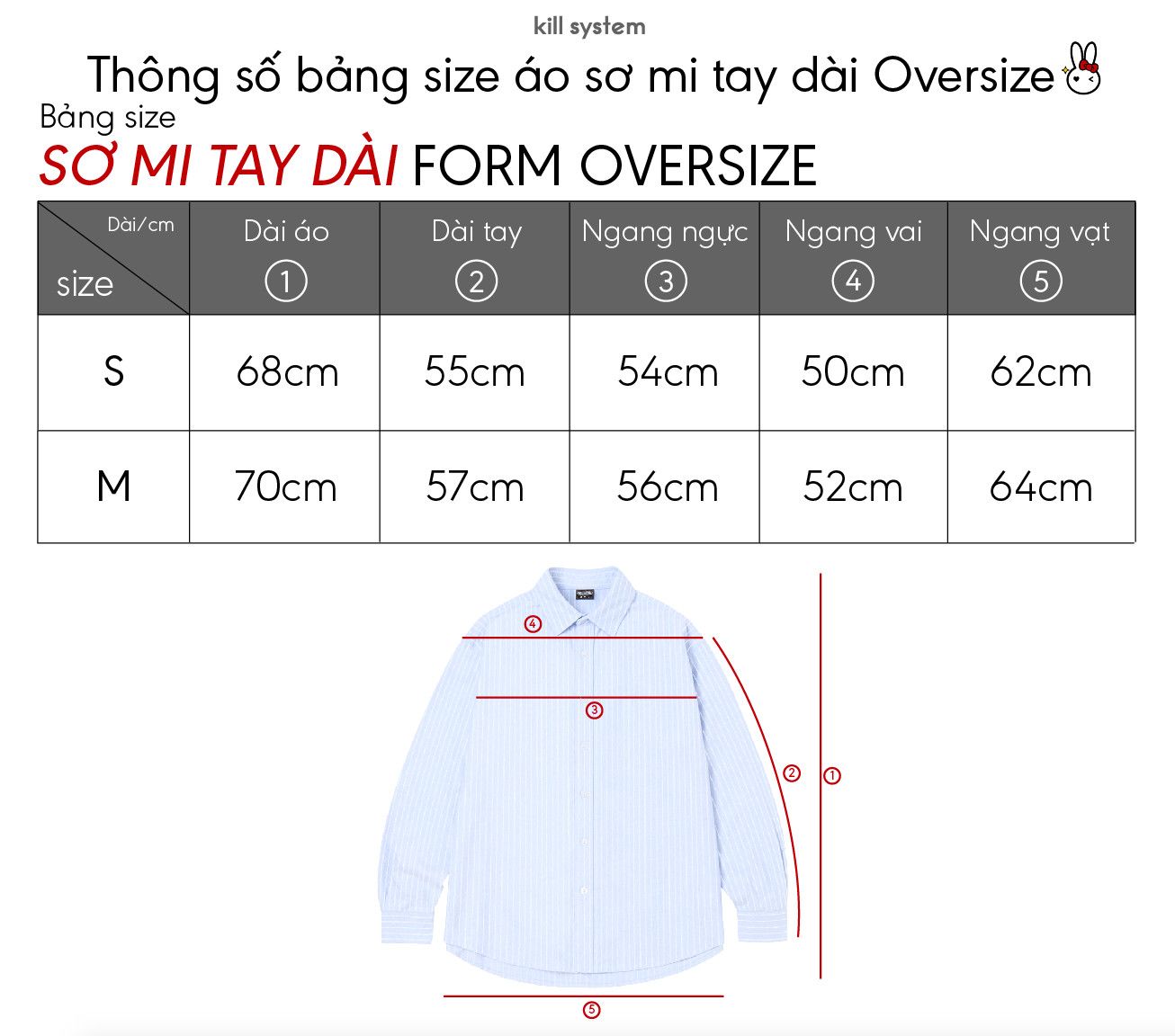Áo sơ mi tay dài Kill System thêu logo KIST màu trắng