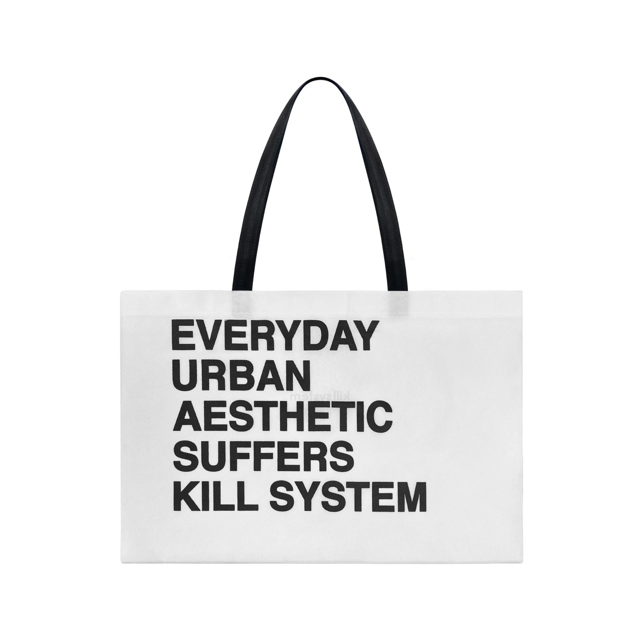 Túi vải không dệt Killsystem chữ in màu trắng quai đen
