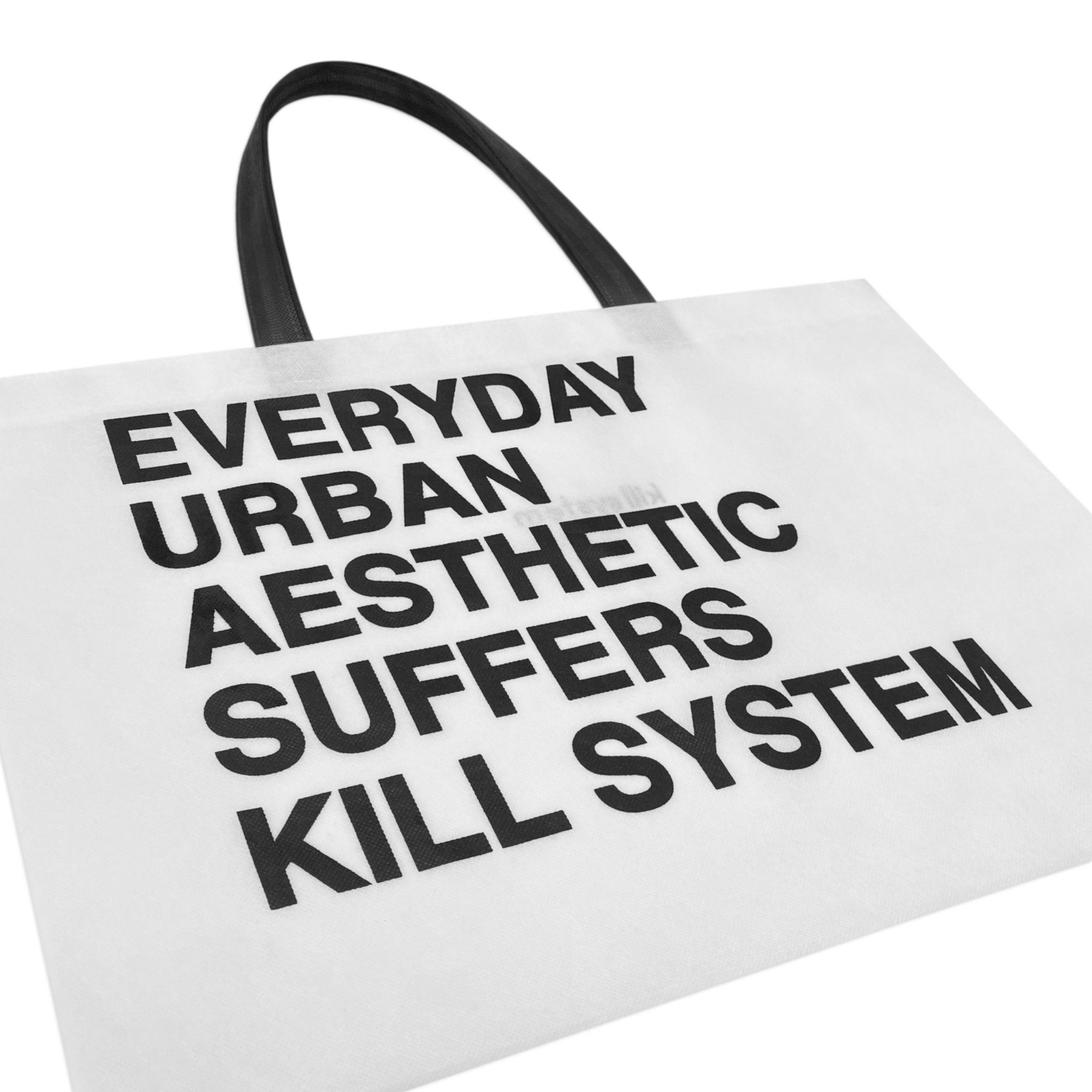 Túi vải không dệt Killsystem chữ in màu trắng quai đen