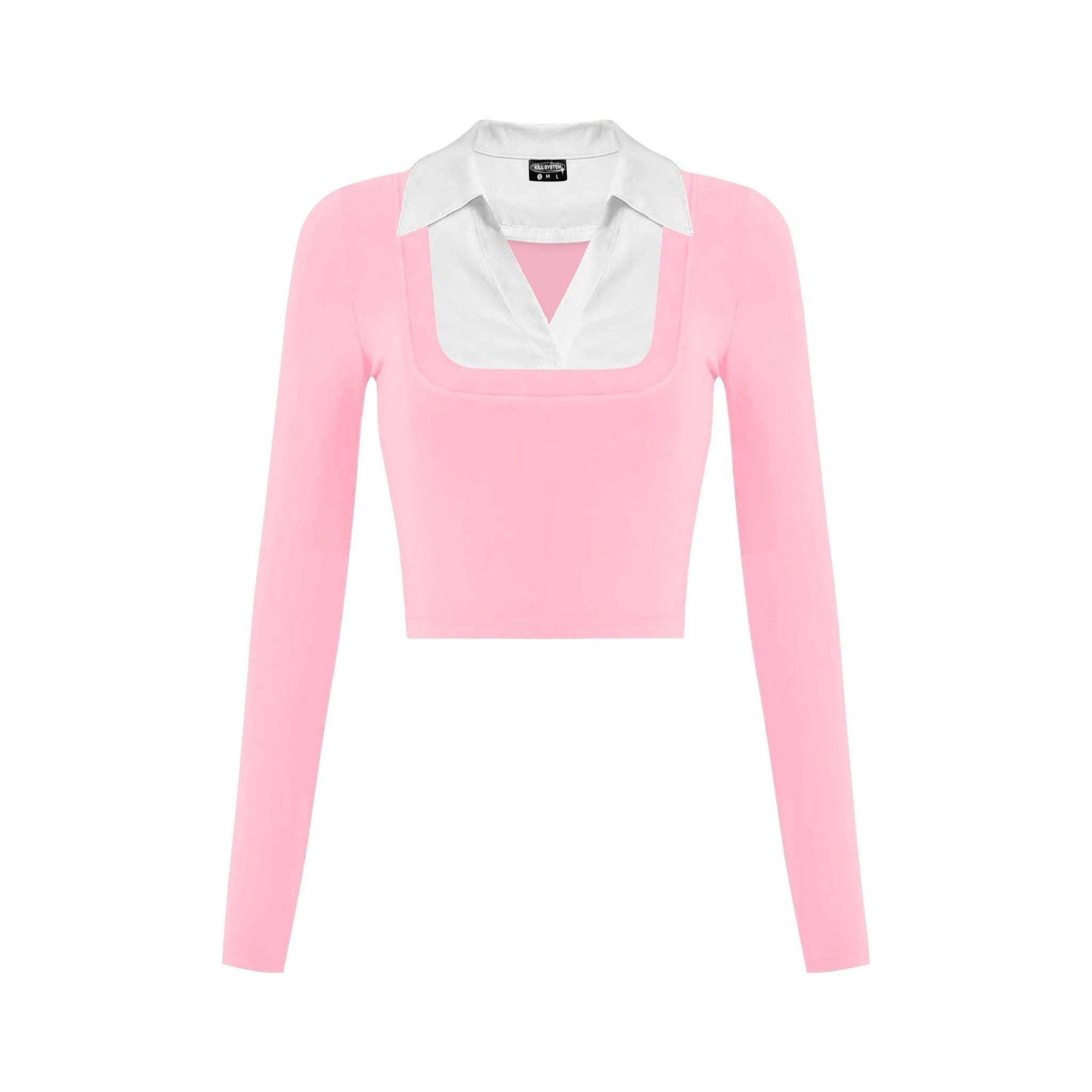 Áo thun croptop cổ sơ mi Ji Won Kill System