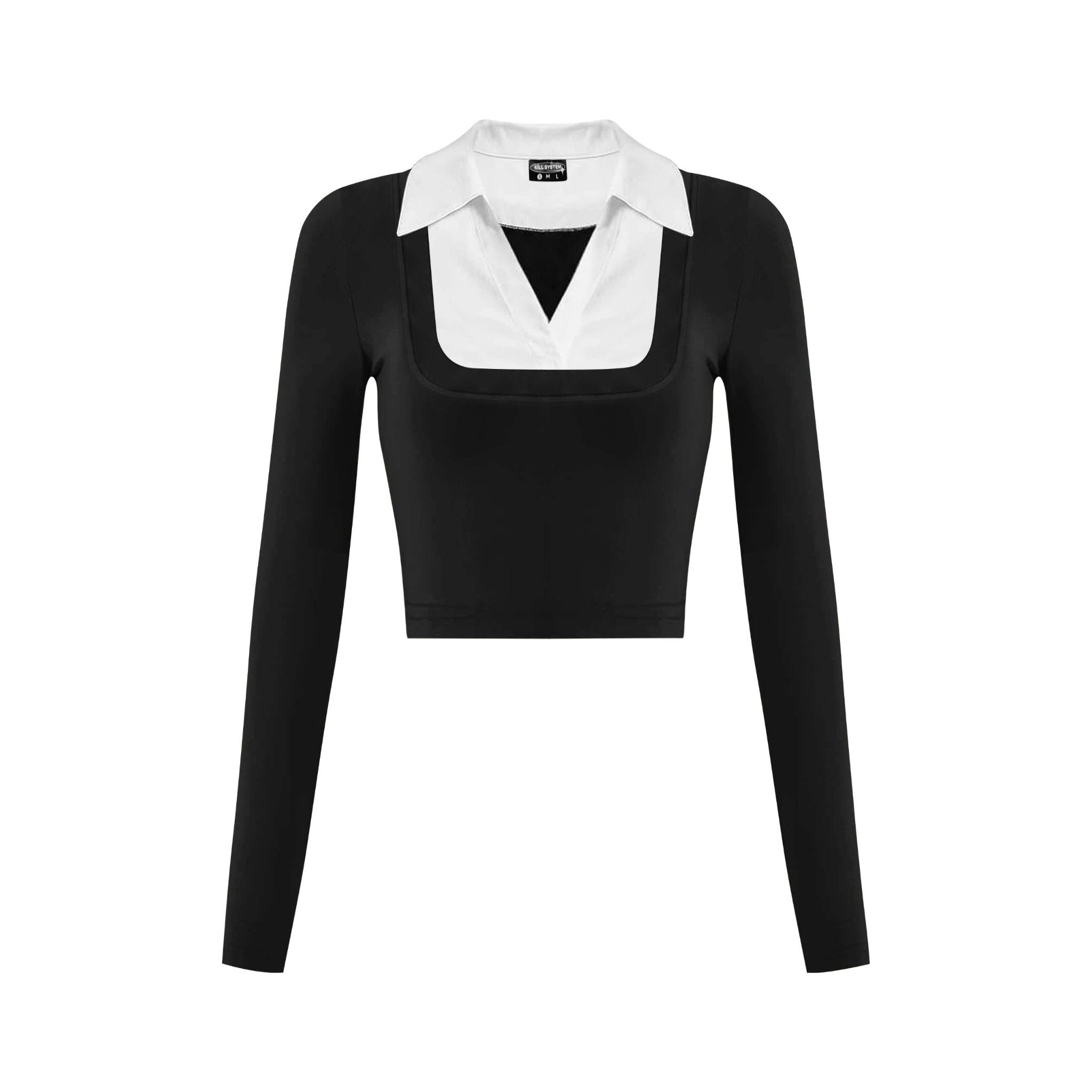 Áo thun croptop cổ sơ mi Ji Won Kill System
