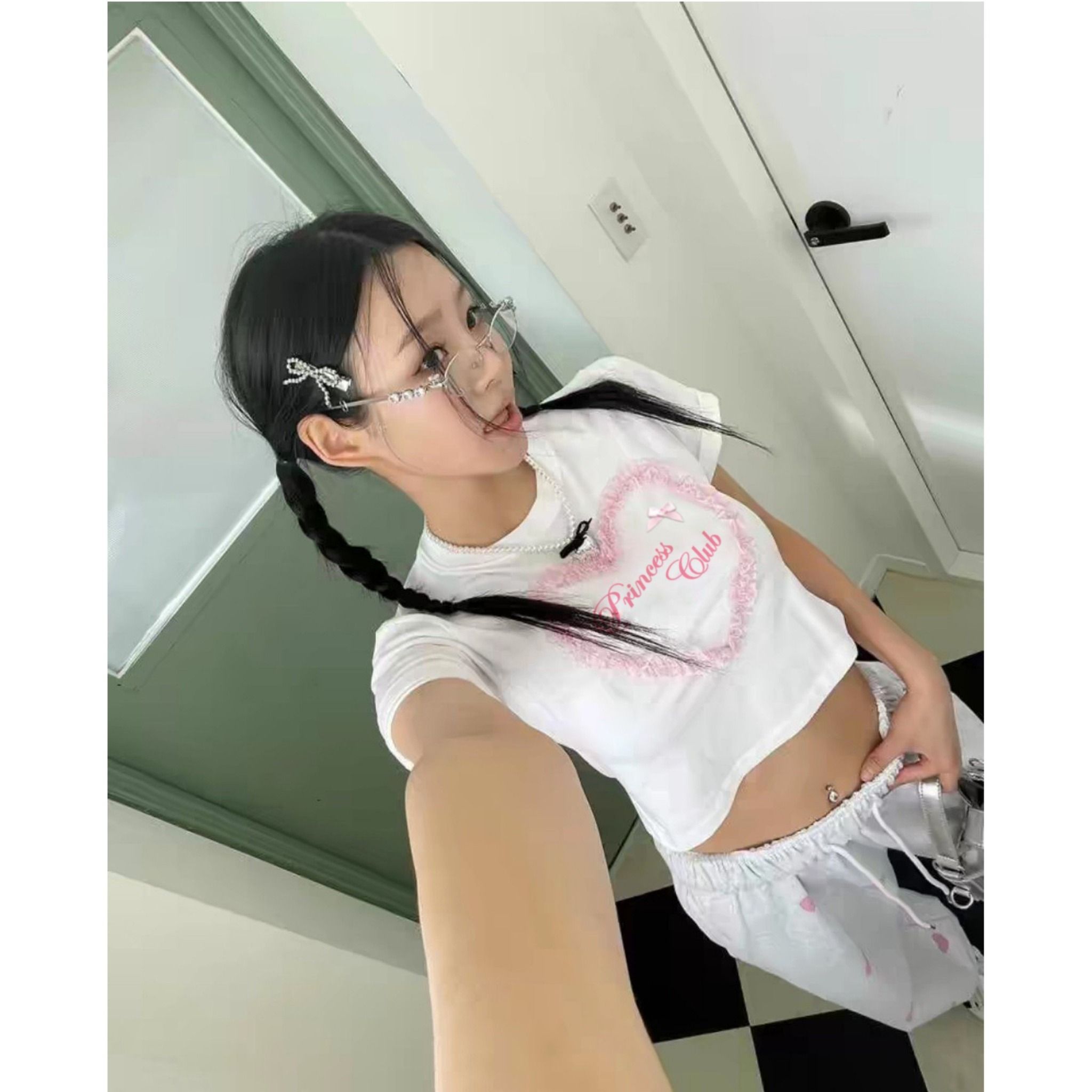 Áo thun baby tee trái tim phối ren Killsystem chất thun co giãn l Princess club