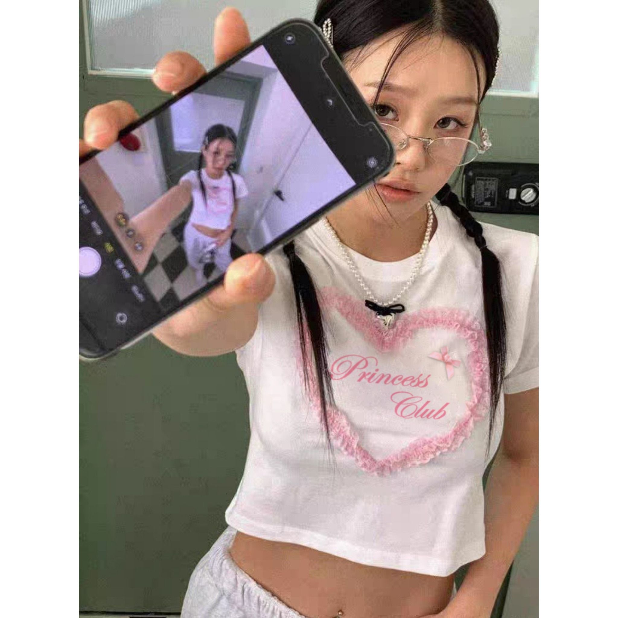 Áo thun baby tee trái tim phối ren Killsystem chất thun co giãn l Princess club