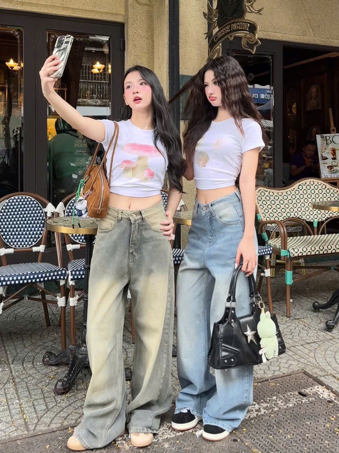 Quần Jeans nữ wash ống rộng New Jean
