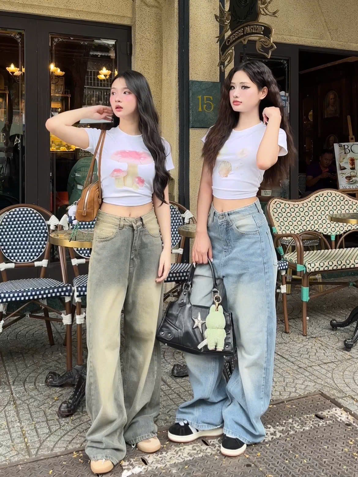 Quần Jeans nữ wash ống rộng New Jean