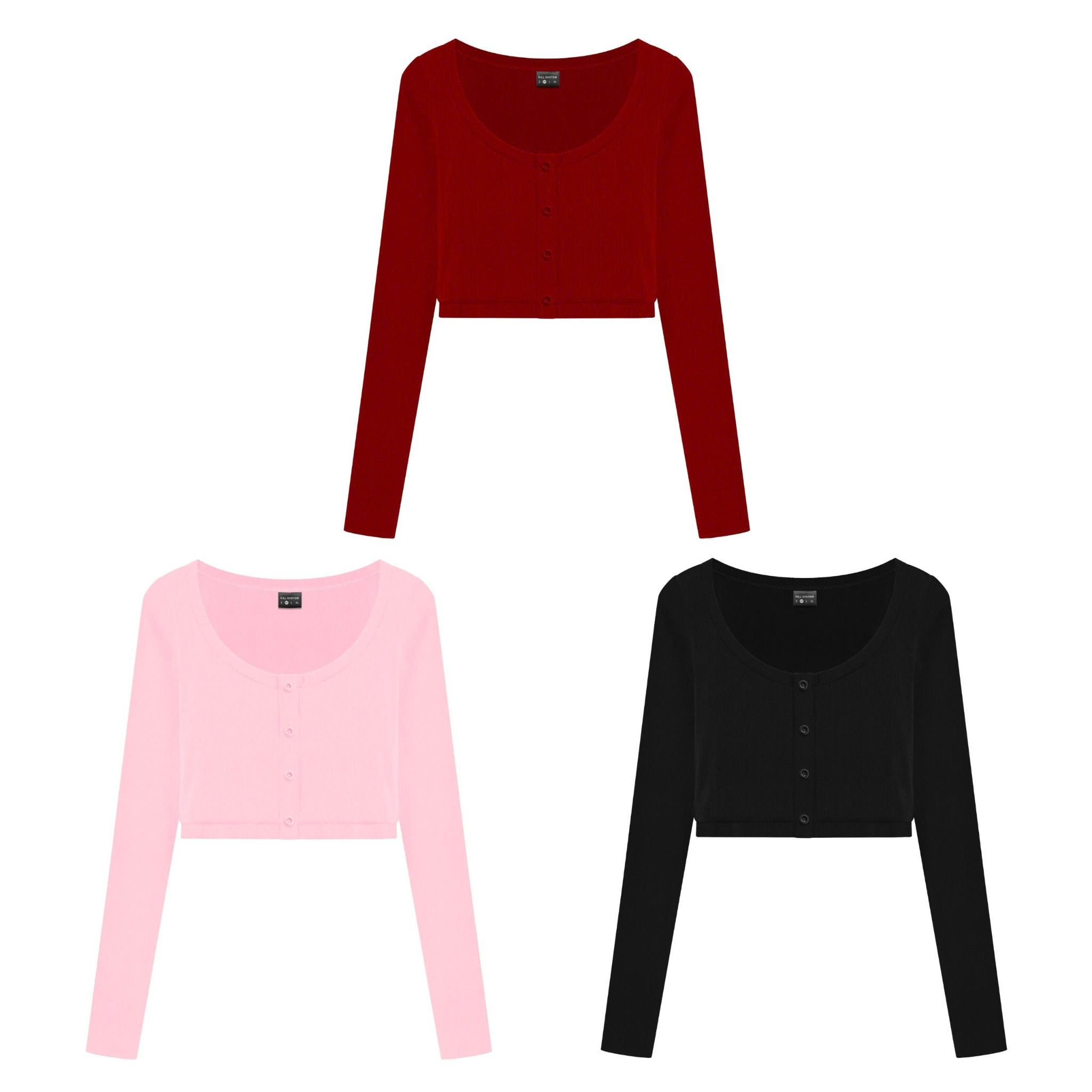 Áo cardigan tay dài vải thun gân Sabrina