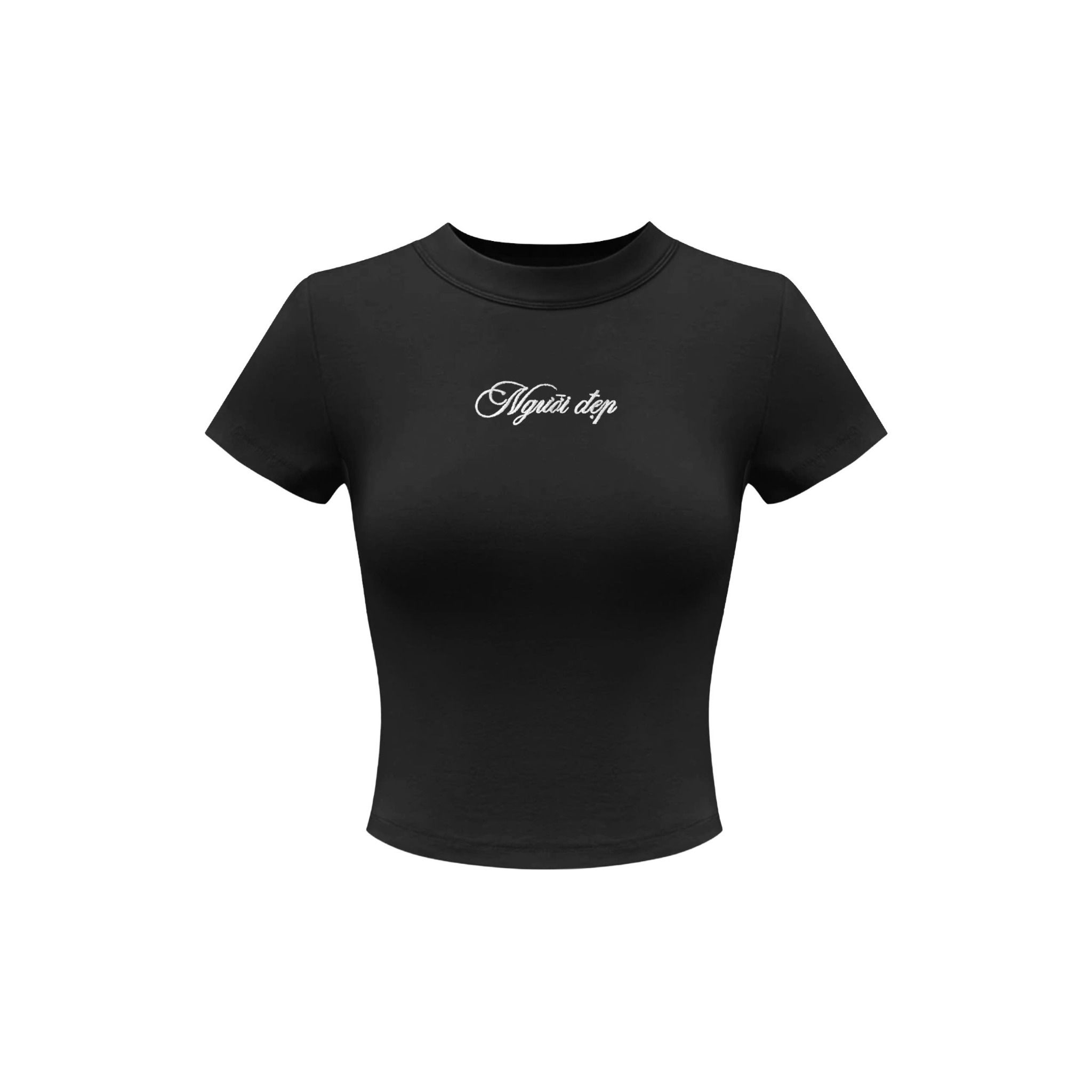 Áo thun ôm body cotton lông mịn co giãn thêu NGƯỜI ĐẸP