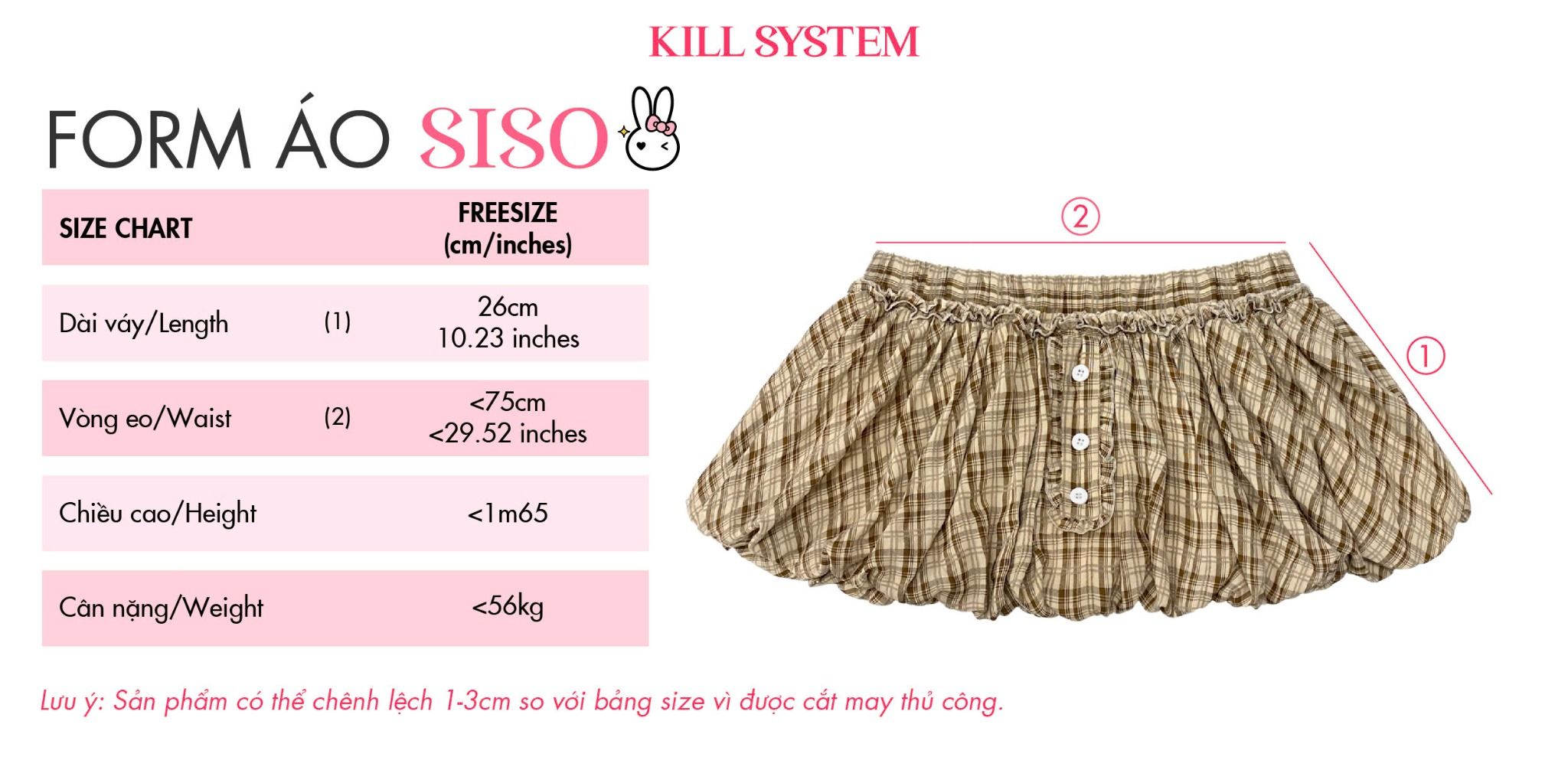 Chân váy bí sọc caro cạp thấp SISO chân váy bí ngô