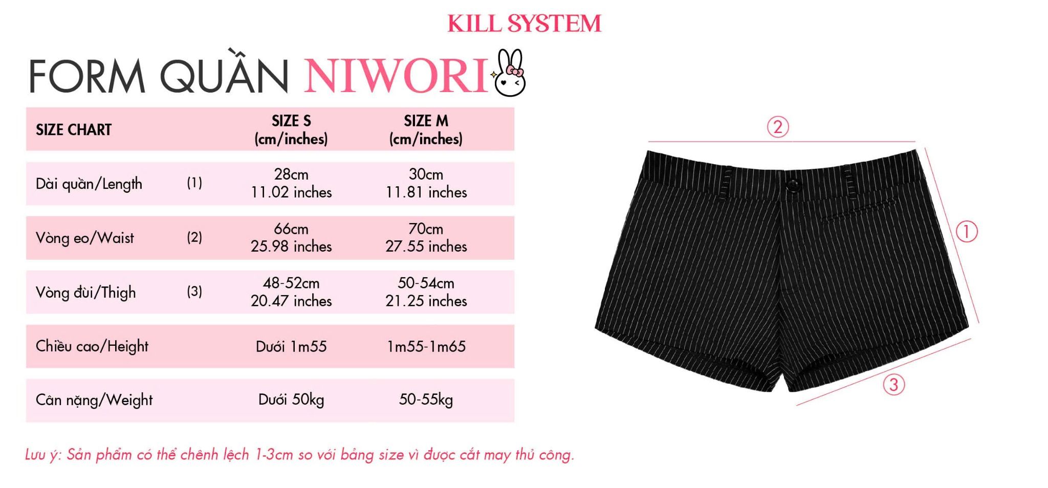 Quần short sọc tôn dáng NIWORI - KILLSYSTEM