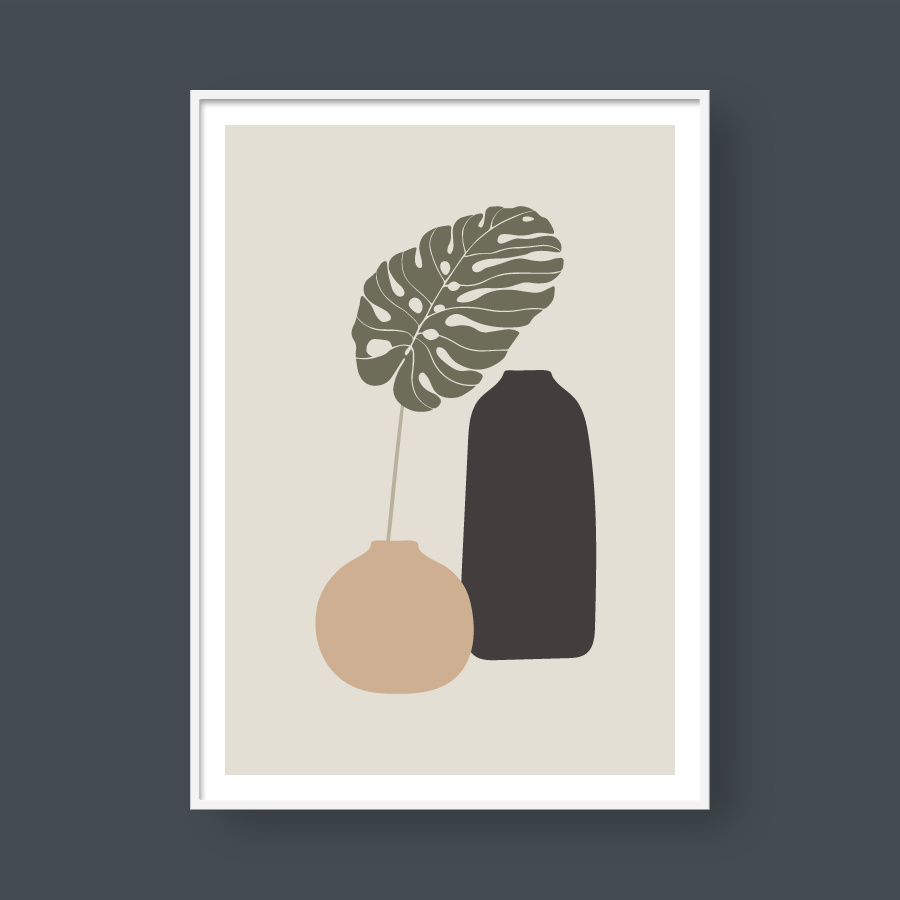 VASES AND TROPICAL LEAVES SET 01