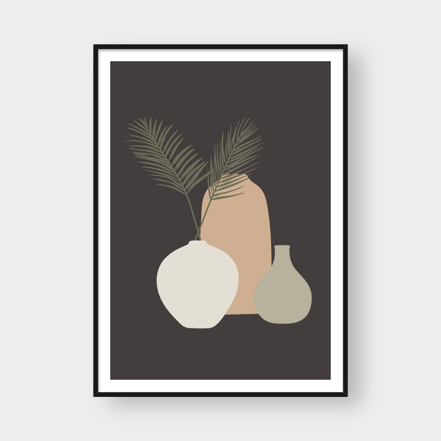 VASES AND TROPICAL LEAVES SET 01