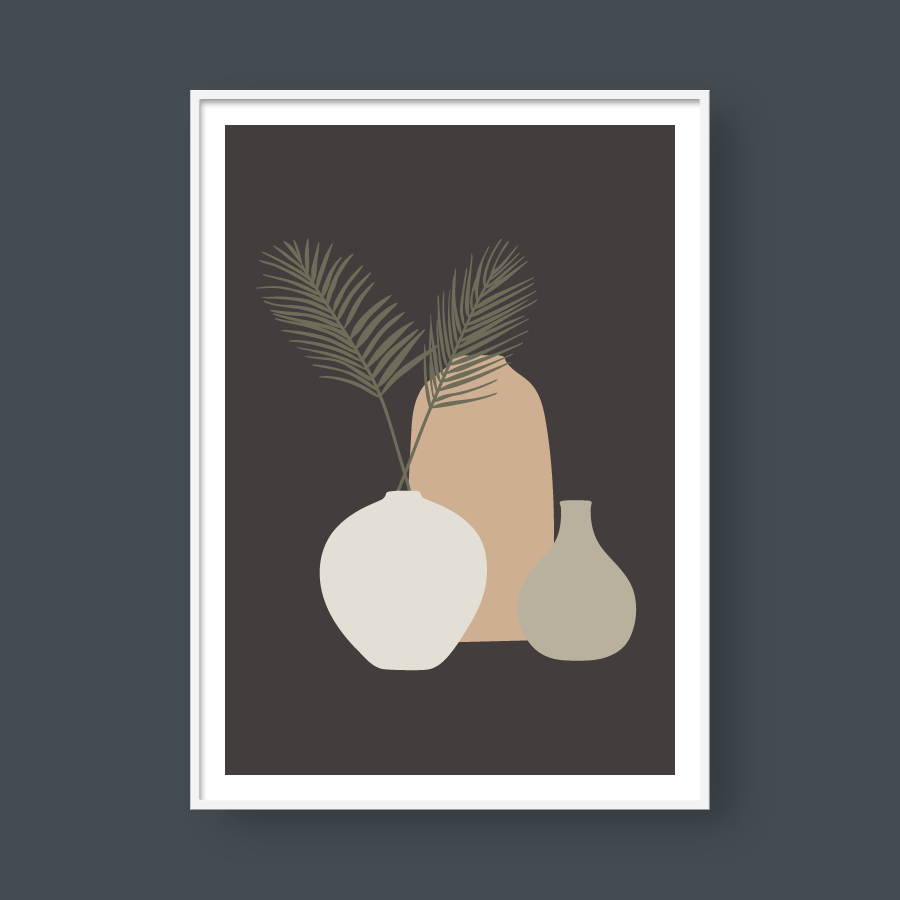VASES AND TROPICAL LEAVES NO.2