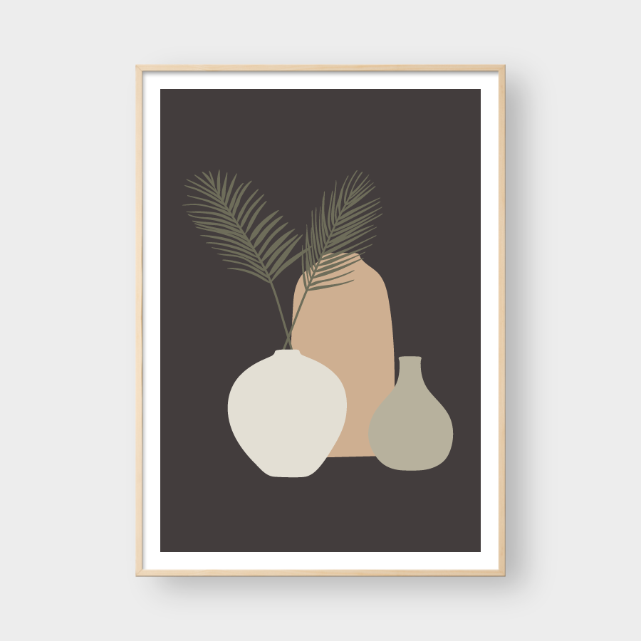 VASES AND TROPICAL LEAVES SET 01
