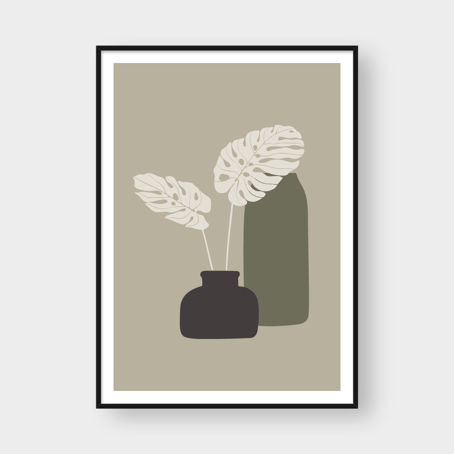 VASES AND TROPICAL LEAVES SET 01