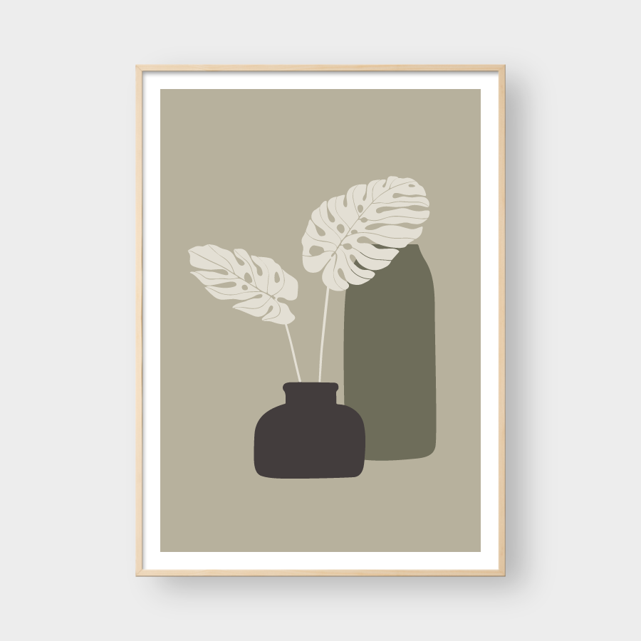 VASES AND TROPICAL LEAVES NO.3