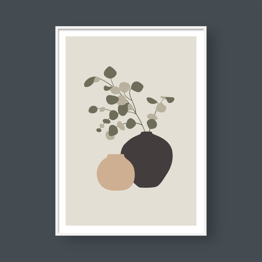 VASES AND TROPICAL LEAVES NO.4