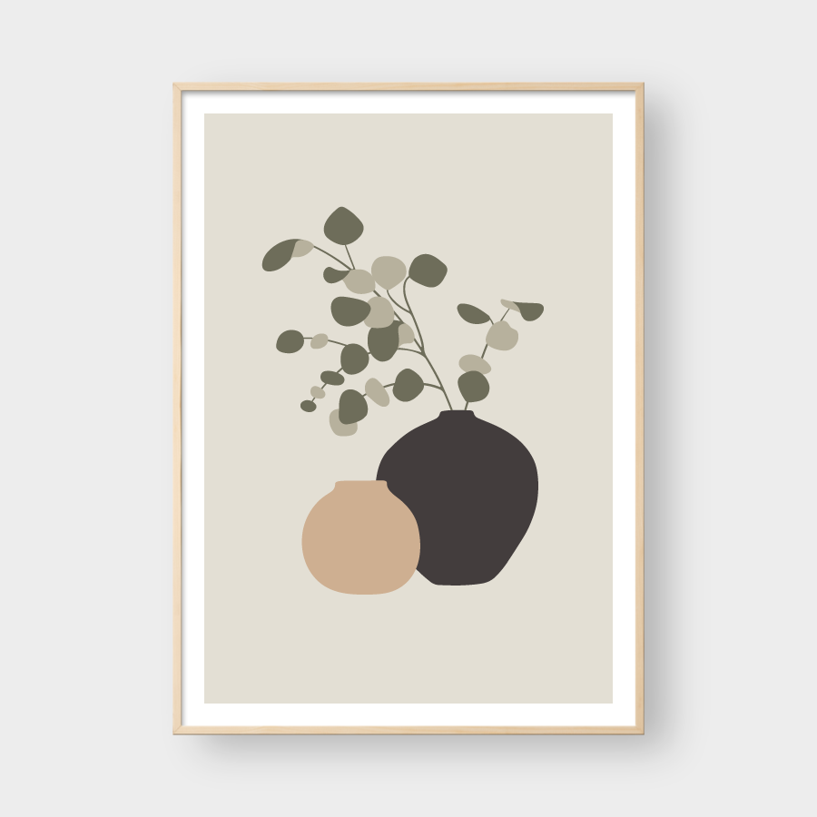 VASES AND TROPICAL LEAVES SET 01