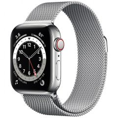 Apple Watch Series 6 44mm Stainless Steel with Silver Milanese Loop Cellular